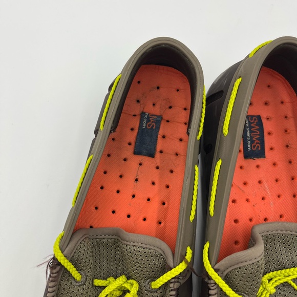 Swims Men's Olive Yellow Brown Boat Shoes - Picture 6 of 15
